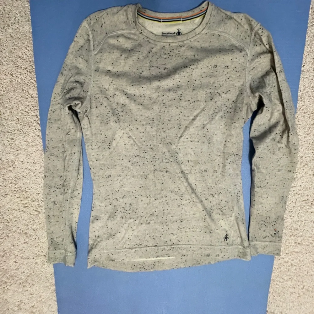 Women's Smart Wool Gray Speckled Long Sleeve Shirt - Sz XL - Picture 3 of 6